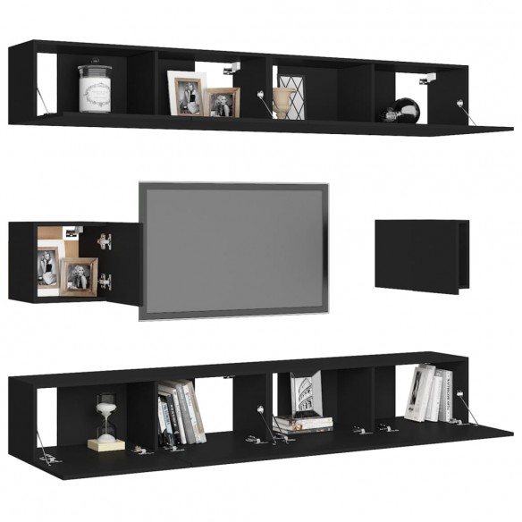 Ensemble de meubles TV 6 pcs Noir Aggloméré