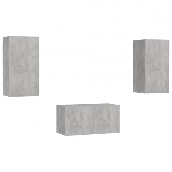 Ensemble de meubles TV 3 pcs Gris béton Aggloméré