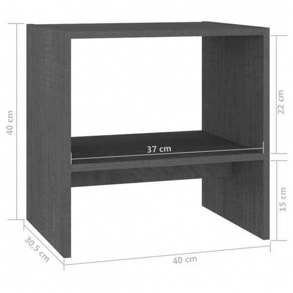 Table de chevet Gris 40x30,5x40 cm Bois de pin massif