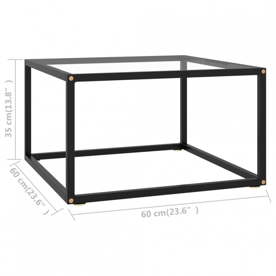 Table basse Noir avec verre trempé 60x60x35 cm