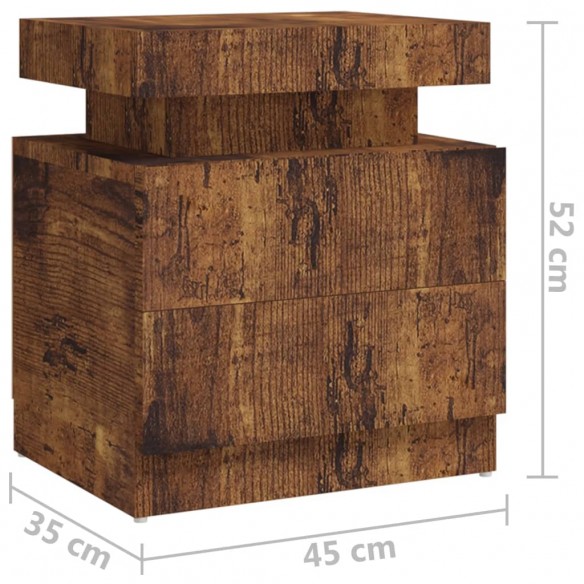 Table de chevet chêne fumé 45x35x52 cm Aggloméré