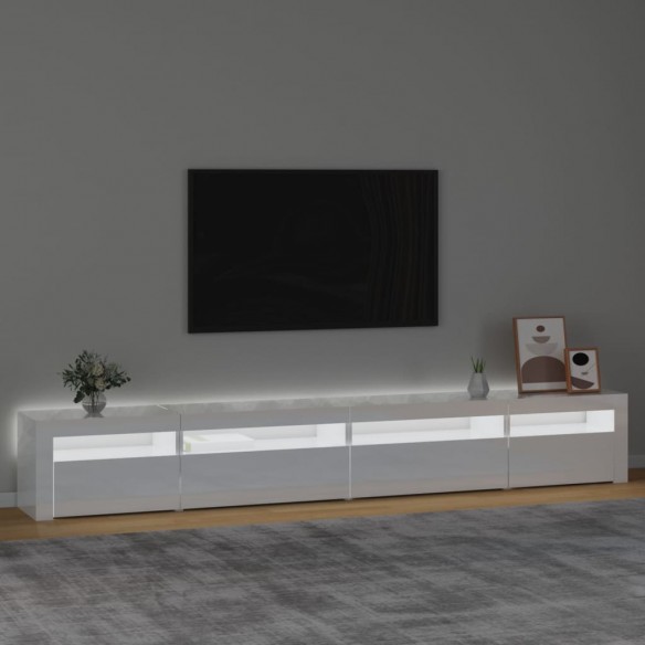 Meuble TV avec lumières LED Blanc brillant 270x35x40 cm