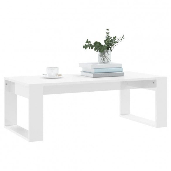 Table basse blanc brillant 102x50x35 cm bois d'ingénierie