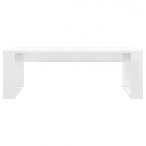 Table basse blanc brillant 102x50x35 cm bois d'ingénierie