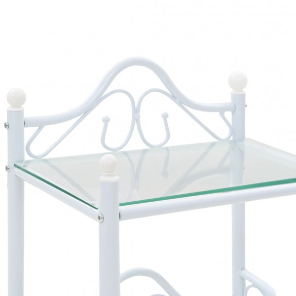 Table de chevet 2 pcs Acier et verre trempé 45x30,5x60 cm Blanc