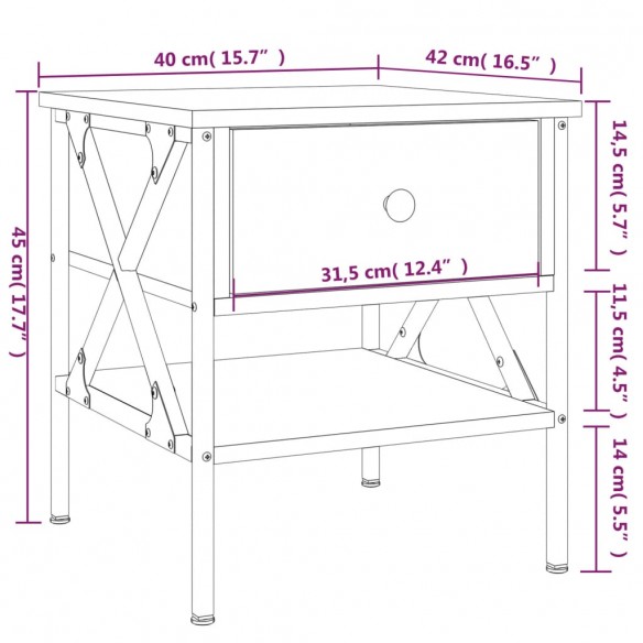 Table de chevet chêne marron 40x42x45 cm bois d'ingénierie