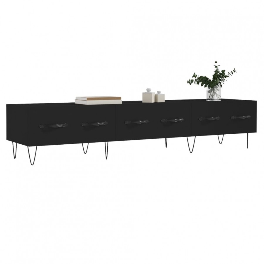 Meuble TV noir 150x36x30 cm bois d'ingénierie Meuble TV noir 150x36x30 cm bois d'ingénierie