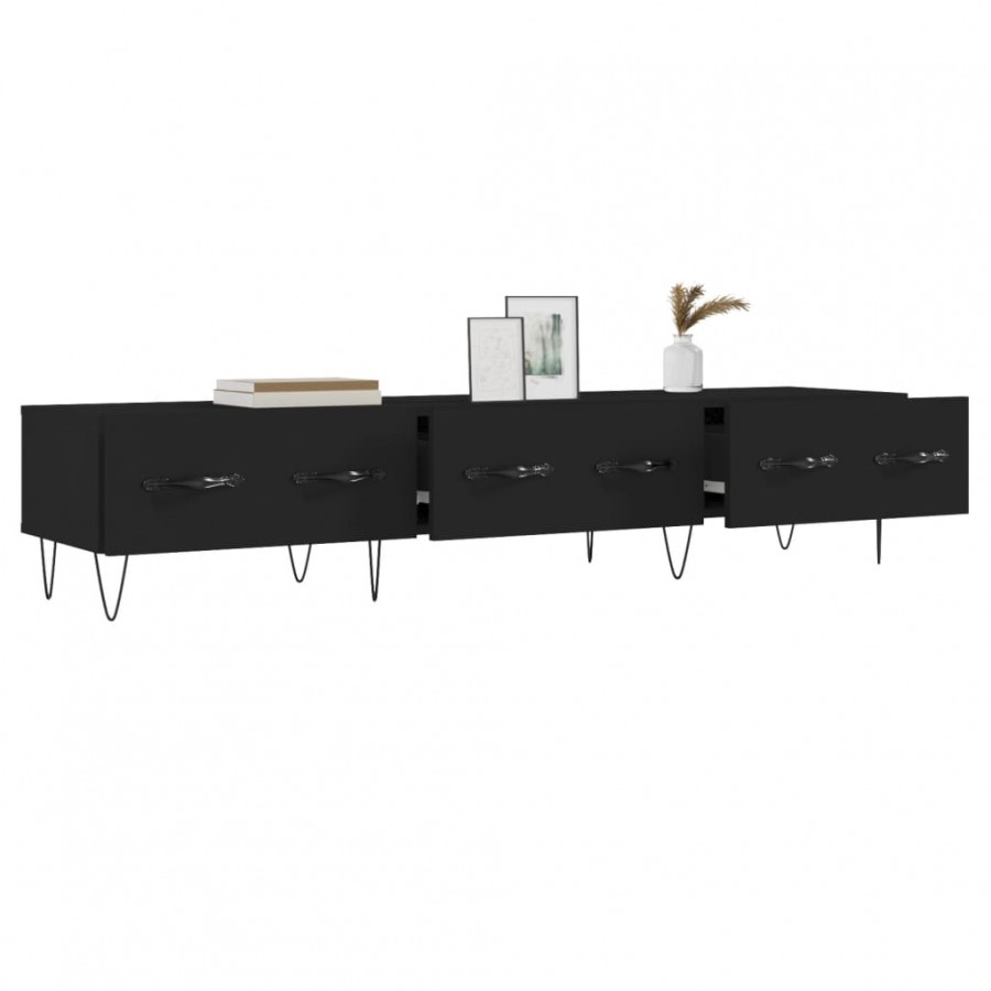 Meuble TV noir 150x36x30 cm bois d'ingénierie Meuble TV noir 150x36x30 cm bois d'ingénierie