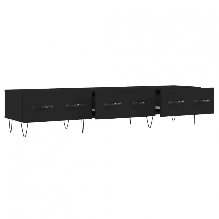 Meuble TV noir 150x36x30 cm bois d'ingénierie Meuble TV noir 150x36x30 cm bois d'ingénierie