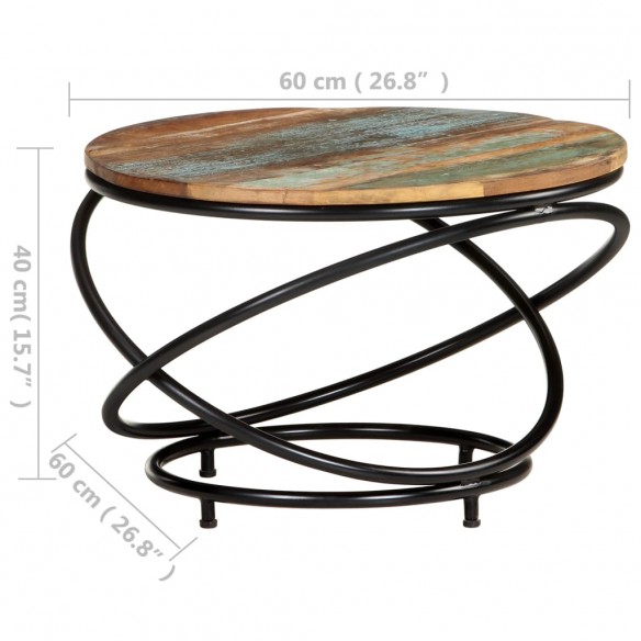 Table basse 60x60x40 cm Bois de récupération massif