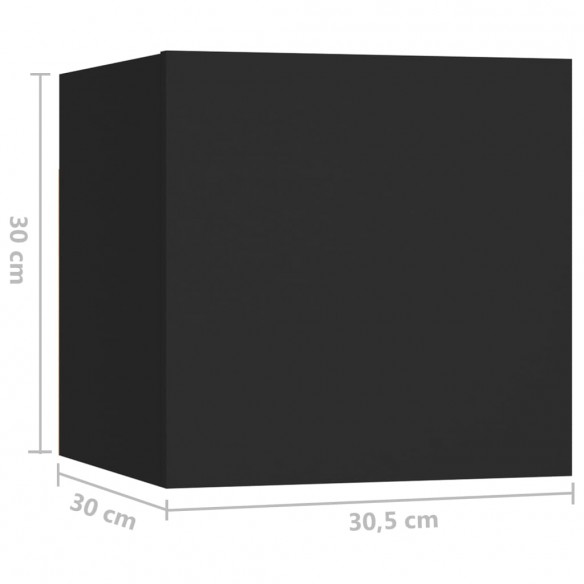 Tables de chevet 2 pcs Noir 30,5x30x30 cm Aggloméré