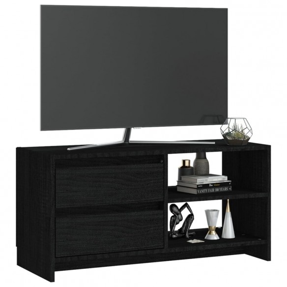 Meuble TV Noir 80x31x39 cm Bois de pin massif