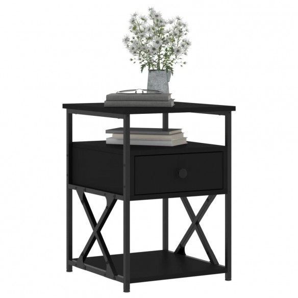 Table de chevet noir 40x42x55 cm bois d’ingénierie
