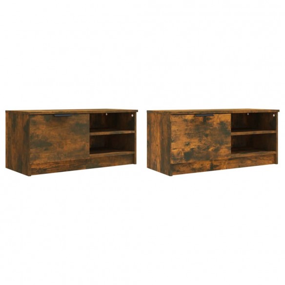 Meubles TV 2 pcs Chêne fumé 80x35x36,5 cm Bois d'ingénierie