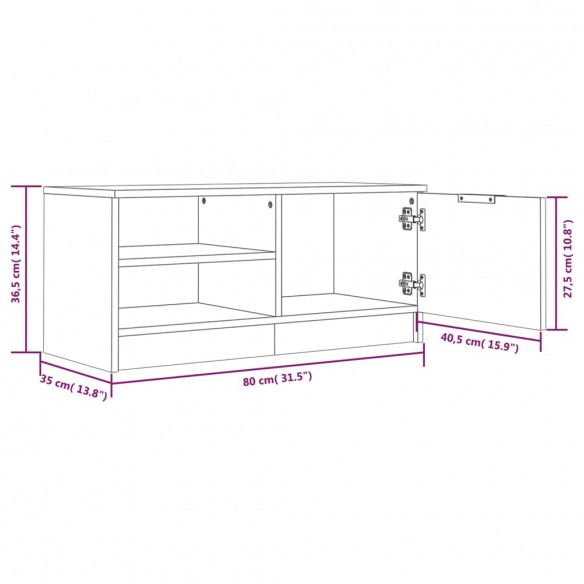 Meubles TV 2 pcs Chêne fumé 80x35x36,5 cm Bois d'ingénierie