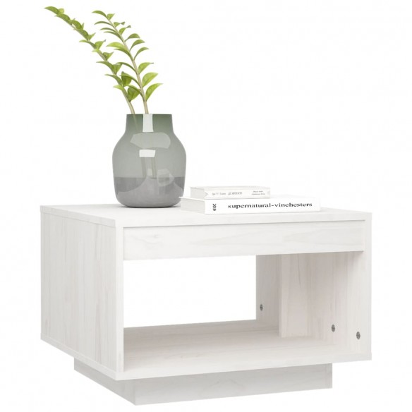 Table basse Blanc 50x50x33,5 cm Bois de pin massif