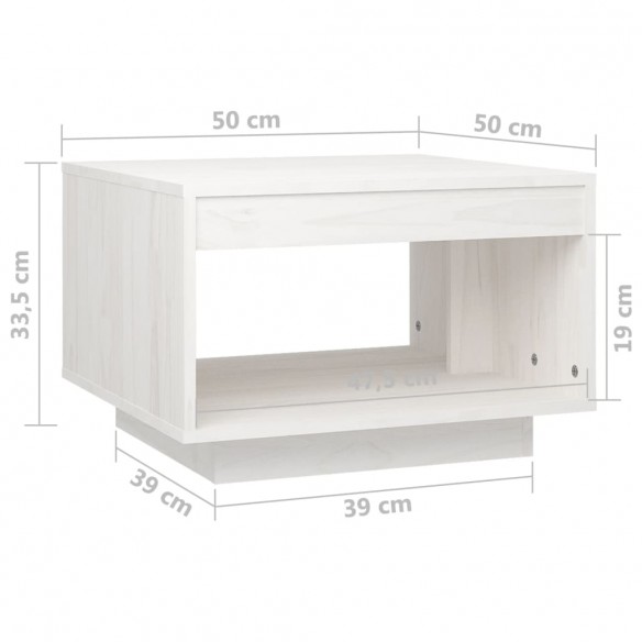 Table basse Blanc 50x50x33,5 cm Bois de pin massif