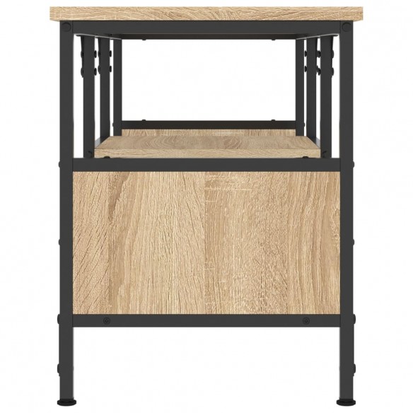 Meuble TV chêne sonoma 100x35x45 cm bois d'ingénierie et fer