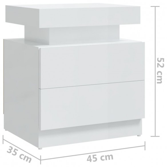 Table de chevet Blanc brillant 45x35x52 cm Aggloméré