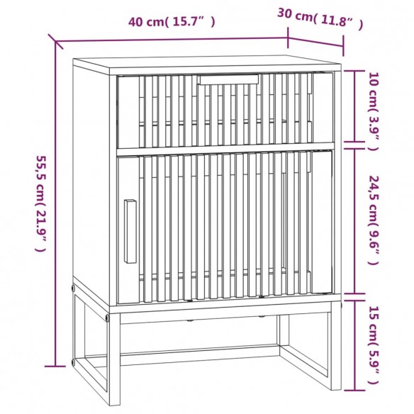 Tables de chevet 2pcs blanc 40x30x55,5cm bois ingénierie et fer