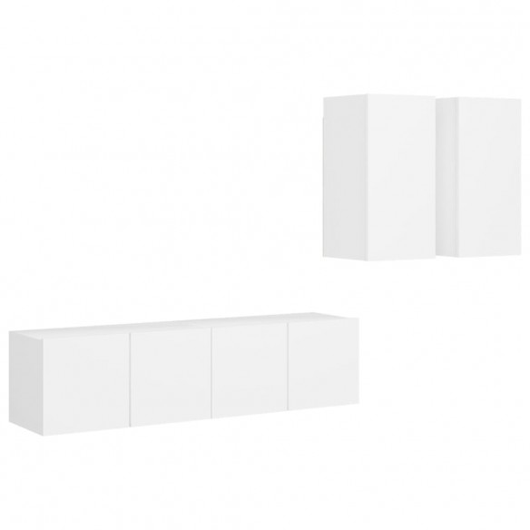 Ensemble de meuble TV 4 pcs Blanc Aggloméré