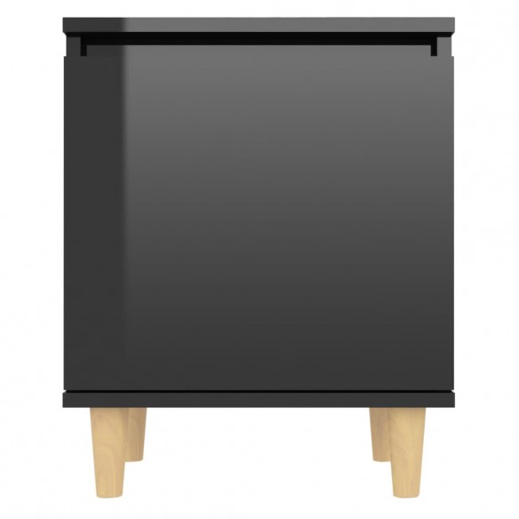 Tables de chevet pieds en bois 2 pcs Noir brillant 40x30x50 cm