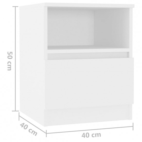 Table de chevet Blanc 40x40x50 cm Aggloméré