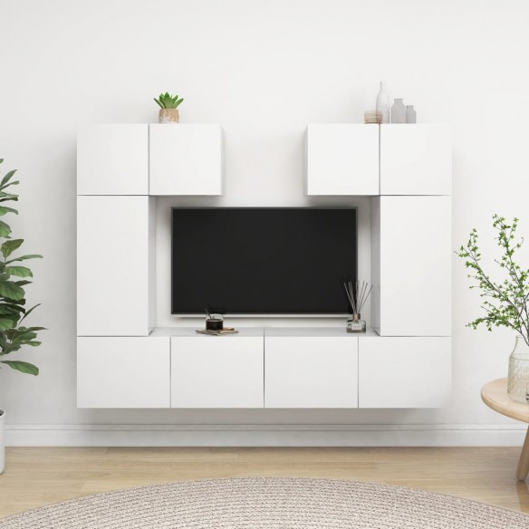 Ensemble de meuble TV 6 pcs Blanc Aggloméré