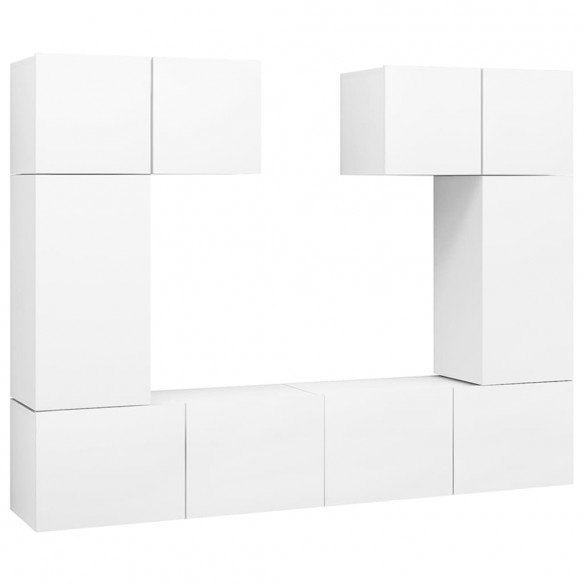 Ensemble de meuble TV 6 pcs Blanc Aggloméré