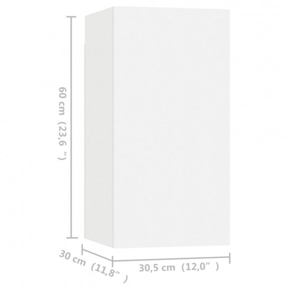 Meubles TV 4 pcs Blanc 30,5x30x60 cm Aggloméré