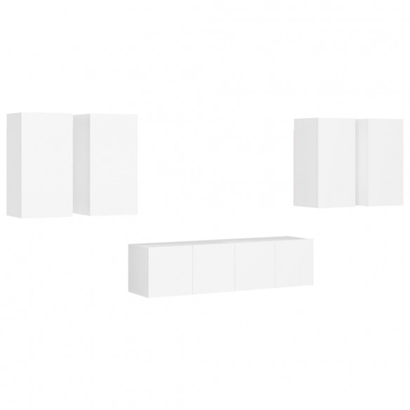 Ensemble de meuble TV 6 pcs Blanc Aggloméré