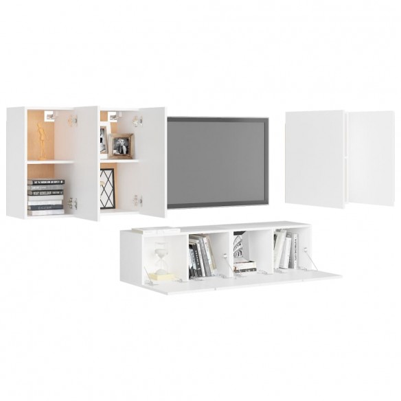 Ensemble de meuble TV 6 pcs Blanc Aggloméré