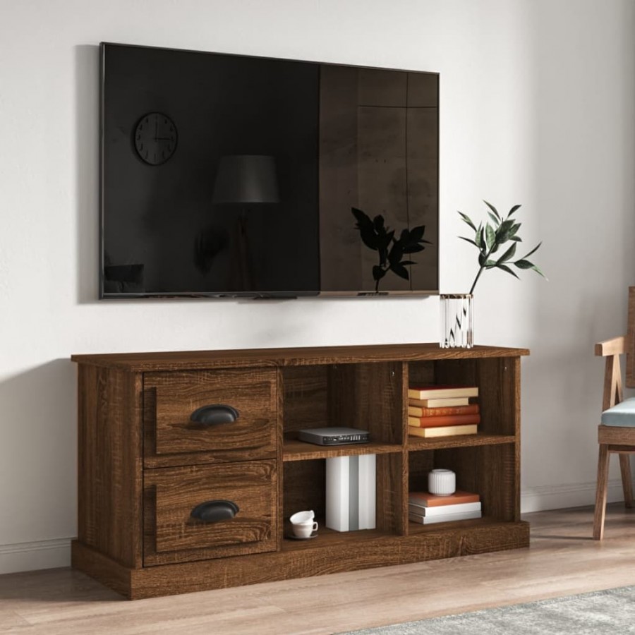 Meuble TV chêne marron 102x35,5x47,5 cm bois d'ingénierie