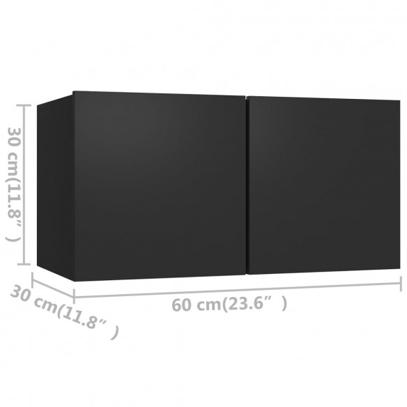 Ensemble de meuble TV 6 pcs Noir Aggloméré