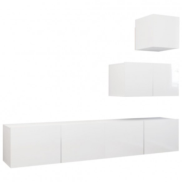 Ensemble de meuble TV 4 pcs Blanc brillant Aggloméré