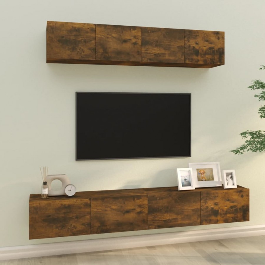 Ensemble de meubles TV 4 pcs Chêne fumé Bois d'ingénierie