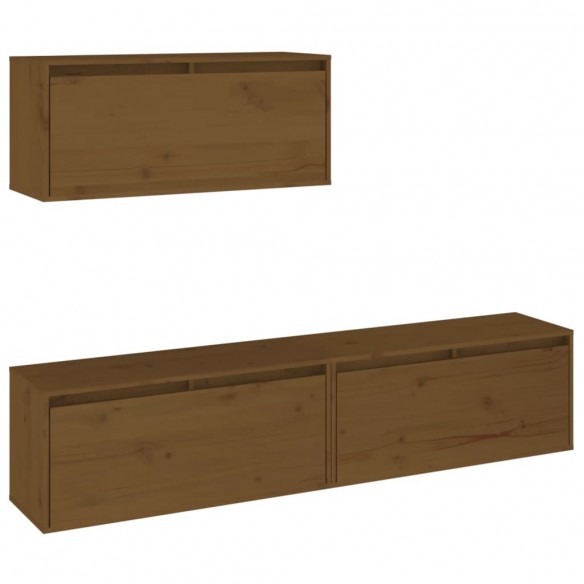 Meubles TV 3 pcs Marron miel Bois massif de pin