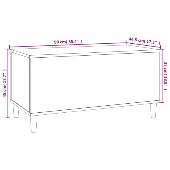 Table basse Blanc brillant 90x44,5x45 cm Bois d'ingénierie