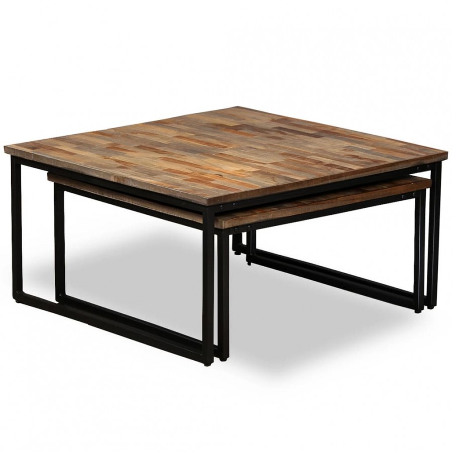 Table basse gigogne 2 pcs Teck massif de récupération