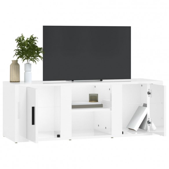 Meuble TV Blanc brillant 100x31,5x35 cm Bois d'ingénierie