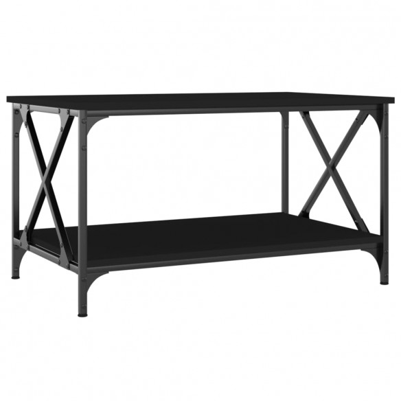 Table basse Noir 80x50x45 cm Bois d'ingénierie et fer