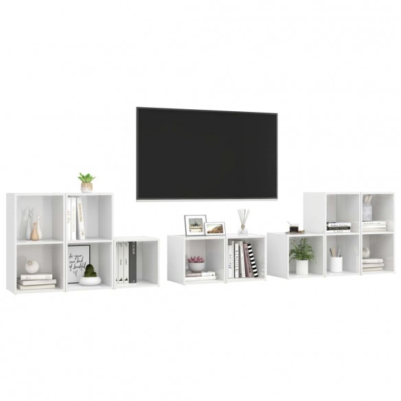 Ensemble de meubles TV 8 pcs Blanc brillant Aggloméré