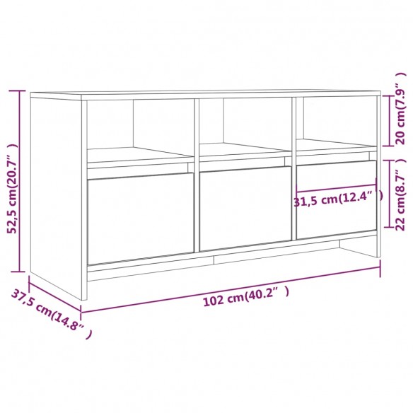 Meuble TV Sonoma gris 102x37,5x52,5 cm Aggloméré