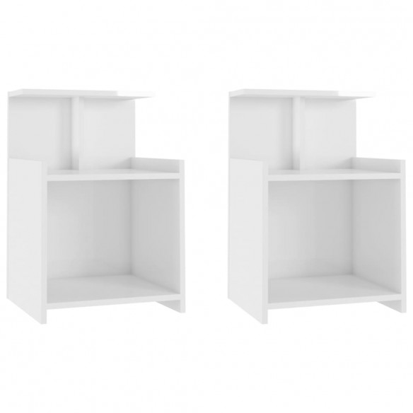 Tables de chevet 2 pcs Blanc brillant 40x35x60 cm Aggloméré