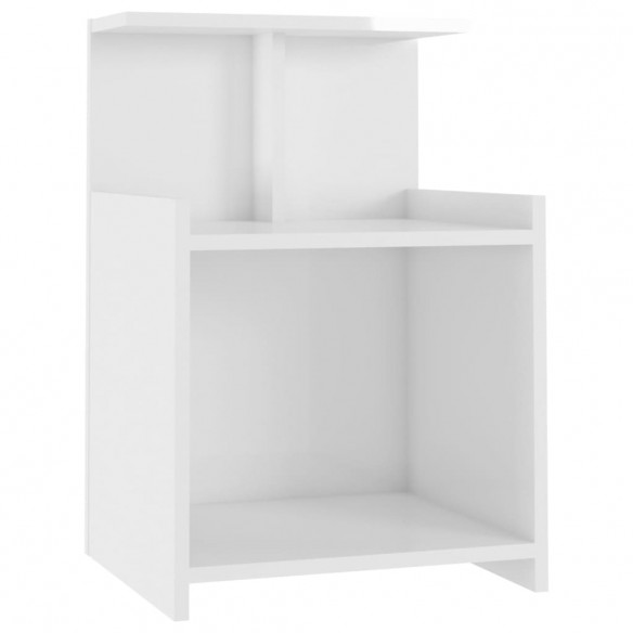 Tables de chevet 2 pcs Blanc brillant 40x35x60 cm Aggloméré