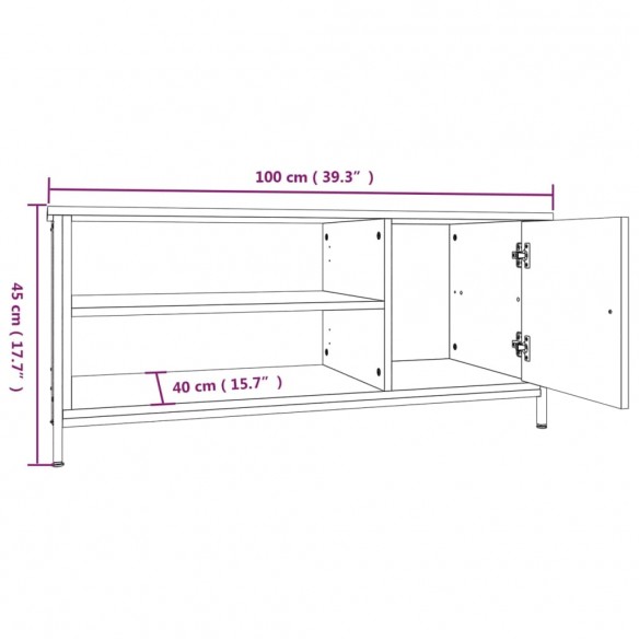 Meuble TV noir 100x40x45 cm bois d'ingénierie