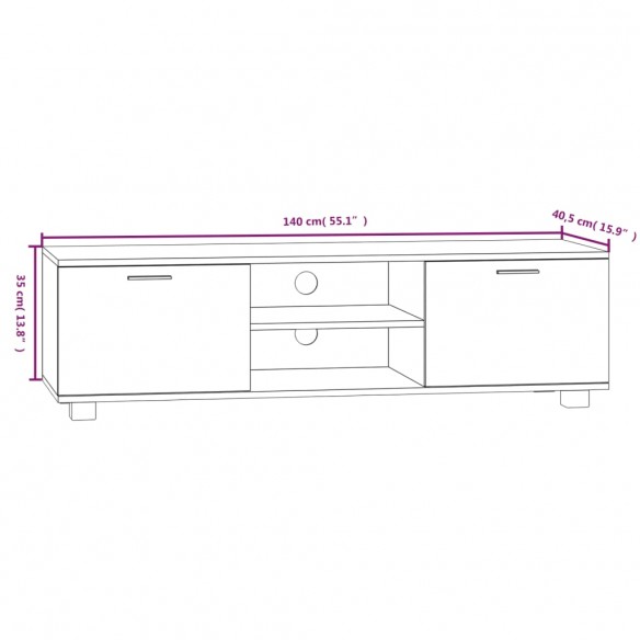 Meuble TV Chêne fumé 140x40,5x35 cm Bois d'ingénierie