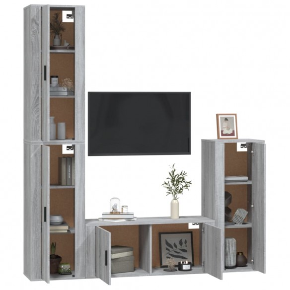 Ensemble de meubles TV 4 pcs Sonoma gris Bois d'ingénierie