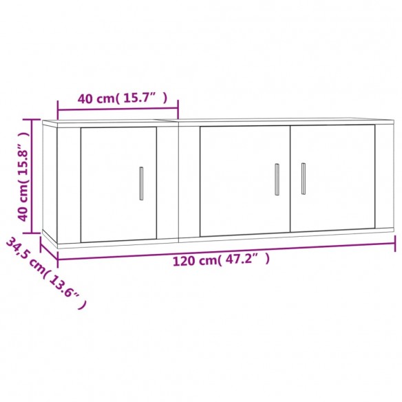 Ensemble de meubles TV 2 pcs Blanc Bois d'ingénierie