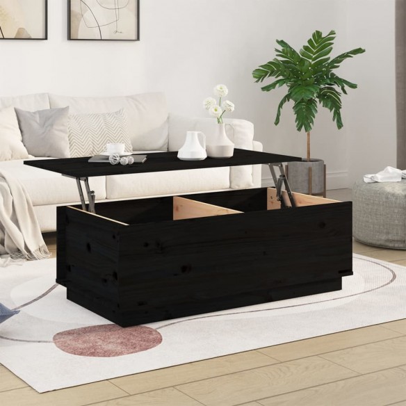 Table basse Noir 100x50x35 cm Bois massif de pin